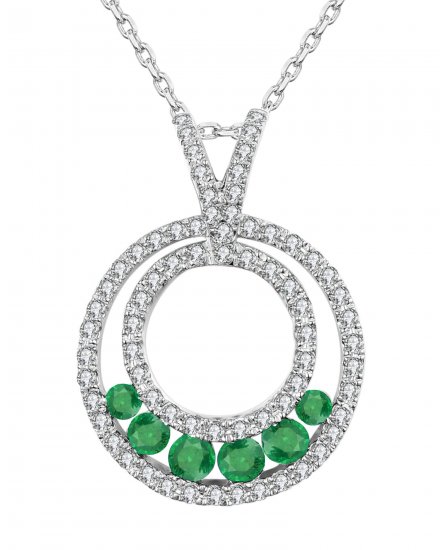 ROUND COLORED STONE DIAMOND PENDANT (TP1362)